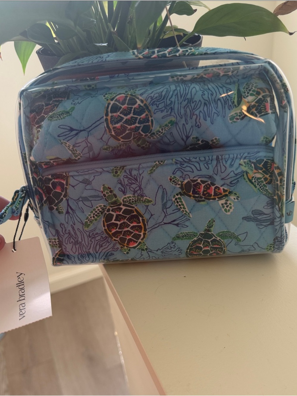 Vera Bradley Light Blue Sea Turtle Clear Cosmetic Case